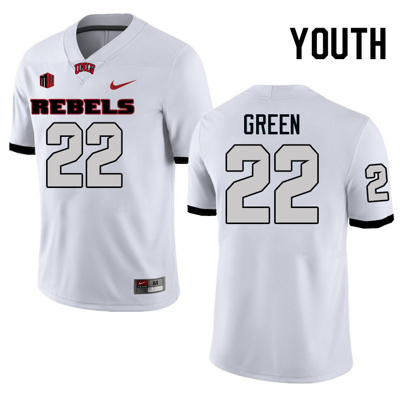 Youth #22 Devin Green UNLV Rebels College Football Jerseys Stitched-White